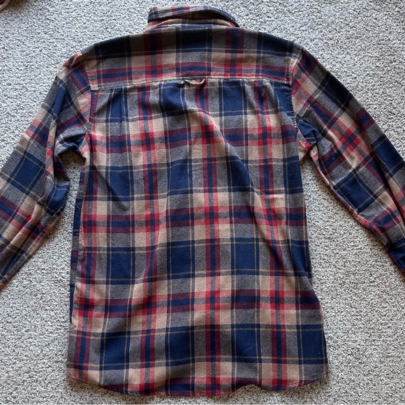 Burnside Men's Casual Plaid Shirt - Navy and Red - Picture 3 of 7